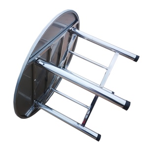 Tavolo Rotondo in Acciaio Inossidabile per Patio, Tavolo Smontabile per Pranzo e Relax all'Aperto, per Giardino, Bordo Piscina, Eventi, Feste e Matrimoni - Product Image 6