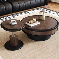 Table basse médiévale en bois massif incrusté de motifs floraux, ensemble avec base métallique haute et basse, aucun assemblage requis, unique pour salon, petite table d'appoint
