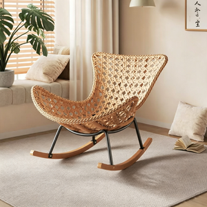 Fauteuil à bascule en cuir <span class=keywords><strong>Letao</strong></span> Tao avec motif pied-de-poule, design moderne, meubles confortables pour le salon - Product Image 5