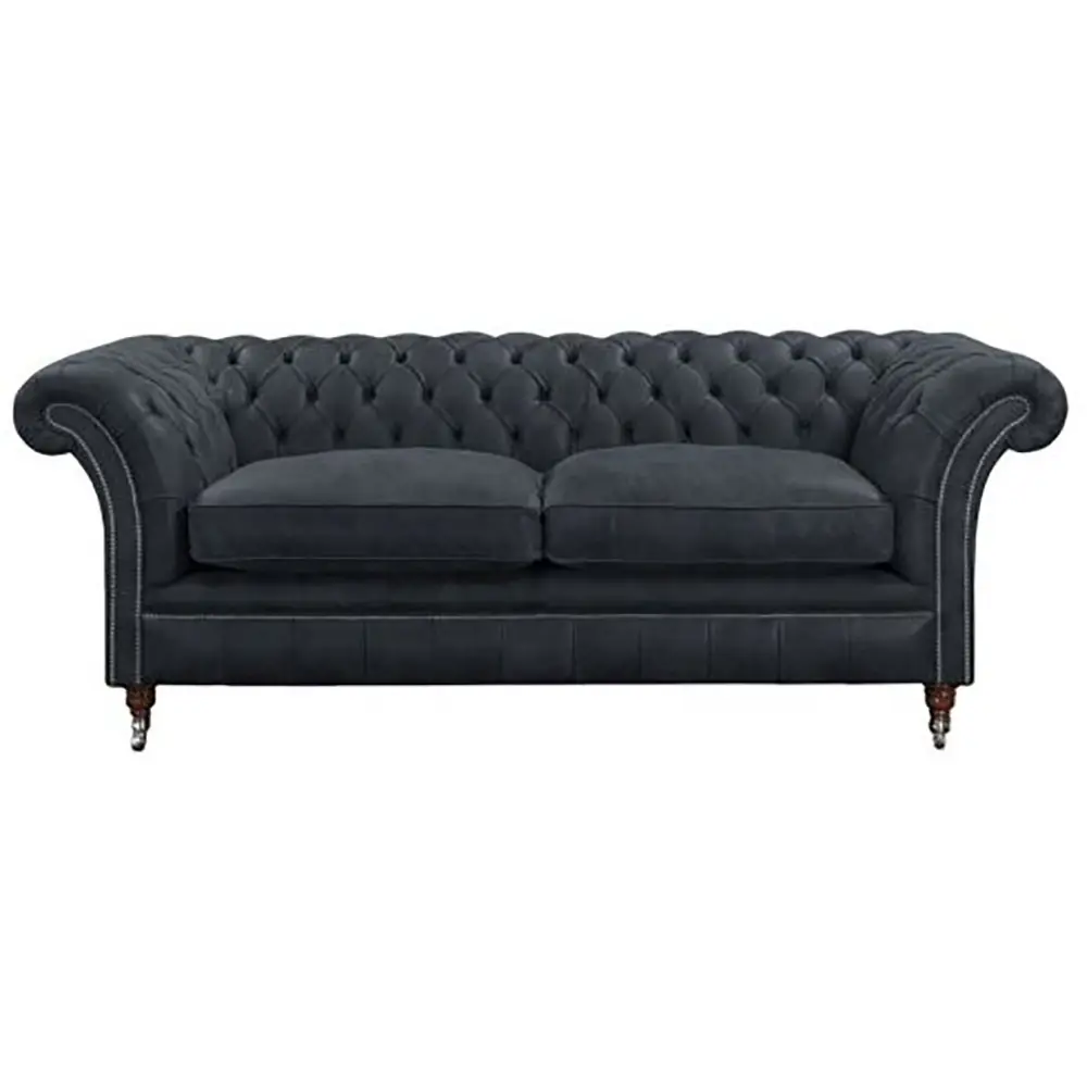 MRS WOODS Luxuriöses Design Graues Leinen Chesterfield Couch Antikes Wohnzimmer möbel Sofa Mit Metall beinen