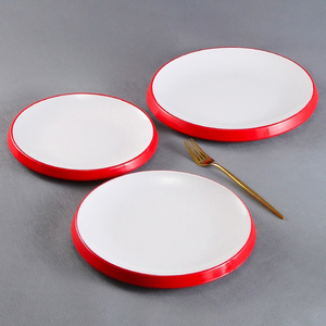 Không vỡ màu đỏ trắng tái sử dụng tấm Nhựa Tùy Chỉnh in Melamine Ware nhựa vajillas de melamine Bộ đồ ăn - Product Image 5