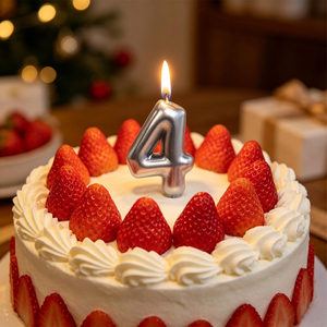 Candela in Paraffina Senza Gocciolamento e Inodore Numero 4 Argento 6cm per Decorazione Torte di Compleanno - Product Image 4