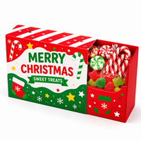 Boîte en carton blanc SBS 18pt imprimée sur mesure pour emballage de bonbons de Noël, emballage en carton pliable prêt à la vente