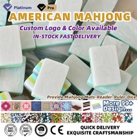 Set Mahjong Akrilik Mewah Berkilau Mutiara Gaya Amerika Motif Kerang Laut 160 Pcs 4 Tingkat Ukiran Tangan untuk Pesta Santai