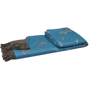 ผ้าห่มบลูฟีนิกซ์ ผ้าห่มหรูหรา ผสมไหม 50% ขนแพะทิเบต 50% สองด้าน นุ่มมาก อุ่นสบายสำหรับฤดูหนาว ใช้ได้กับโซฟาและเตียง - Product Image 3