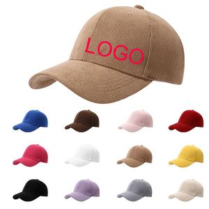 New Autumn Winter Oxford Corduroy Leopard Dobby Dot Embroidery Sporty Warm Baseball Cap for Unisex Adults-Custom Outdoor Casual - Product Image 1