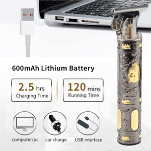เครื่องโกนหนวด T9 รุ่นวินเทจ โลหะ สำหรับช่างตัดผมมืออาชีพ แบบชาร์จไฟได้ไร้สาย ใช้ตัดผมและเล็มเครา - Product Image 3