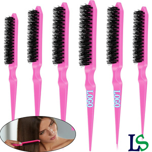 Cepillo <span class=keywords><strong>de</strong></span> Pelo Personalizado con Punta Fina, Antifrizz, Masajeador, Portátil, Voluminizador y Rizador, Color Rosa, para Maquilladores - Product Image 1