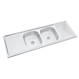 Lavabo de cuisine domestique, <span class=keywords><strong>Double</strong></span> bol de bonne qualité avec <span class=keywords><strong>double</strong></span> plateau incrusté en acier inoxydable - Product Image 1