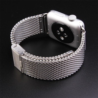 Haute qualité personnalisé hommes femmes acier inoxydable 0.8mm treillis métallique milanais bracelet de montre 38 42 40 44mm pour pomme avec adaptateurs à vis