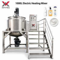 XINYOU 1000L Mélangeur de liquides en acier inoxydable avec agitateur chauffant électrique et mélangeur à cisaillement élevé pour savon, shampoing et produits de lavage corporel