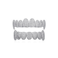 Grillz dentaires de mode Hip Hop pour fête, sertis de zircon cubique, 8 dents supérieures et 7 dents inférieures, pour hommes et femmes