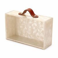 Boîte de rangement pour Mahjong en acrylique à motif coquillage nacré avec poignée en cuir, OEM personnalisé, portable, pour tuiles de Mahjong américaines