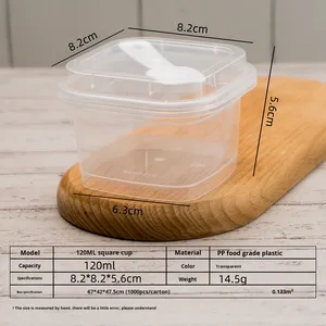 Caja Cuadrada para Pastel <span class=keywords><strong>de</strong></span> <span class=keywords><strong>Crema</strong></span>, Mousse o Mille-Feuille, Desechable, <span class=keywords><strong>de</strong></span> Grado Alimenticio, Transparente, <span class=keywords><strong>de</strong></span> PP, 120 ml, Envase Corto para Postres - Product Image 3