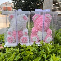 Ours en Peluche Rose Design Populaire 2025 de 25 cm avec Boîte Cadeau, Cadeau de Saint-Valentin Ours en Mousse Rose Fleur Artificielle