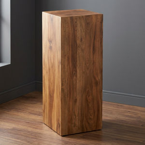 Support de plante en colonne en bois d'acacia fait main - Design moderne du milieu du siècle, écologique et durable, brun teck - Product Image 3