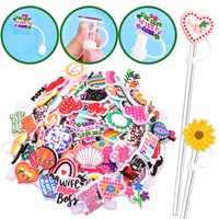 Vente en gros 10 MM jour de l'indépendance américaine bonnet de paille décoration créative fête paille décoration Silicone bouchon anti-poussière paille