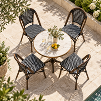 Chaise de jardin moderne française en rotin tressé et aluminium pour terrasse, bistrot, café, restaurant, extérieur