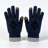 Gants longs en tricot à double couche épais pour l'automne et l'hiver, design à doigts séparés, gants chauds et protecteurs pour hommes
