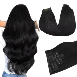 Estensioni di <span class=keywords><strong>Capelli</strong></span> Umani Vergini 100% Remy di Alta Qualità, Colore Chiaro, Invisibili, Doppia Trama, Liscie, con Clip, Senza Cuciture - Product Image 1