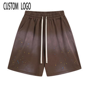 Shorts pour hommes classiques, décontractés, vintage, surdimensionnés, avec logo personnalisé imprimé, en tissu éponge 100% coton 325 g/m², lavés à l'acide - Product Image 2