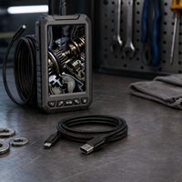 Endoscope industriel avec écran IPS HD de 5,0 pouces, caméra boroscope avec lumière LED, câble semi-rigide pour l'inspection des moteurs automobiles