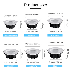 Slim <b>LED</b> Recessed Downlight Commercial 6 Inch Anti Glare 3CCT 5000K for Kitchen Dining Living Room Aluminium Fixture Downlight - Product Image 3