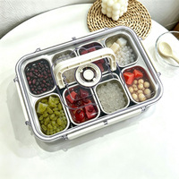 Snackle Box Conteneur En Acier Inoxydable 8 Compartiment Divisé Plateau De Service Snack Avec Couvercle Et Poignée Snack Plateaux Organisateur