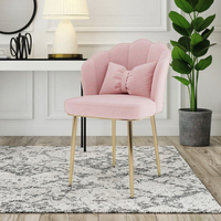 Chaise de salle à manger moderne en velours, tabouret coquille avec dossier et pieds dorés pour chambre de fille, appartement, hôtel