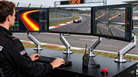 Support triple moniteur Sim Racing pour écrans de 15 à 27 pouces, 10 kg, VESA 100x100, 360° °   Rotation -80 ° ~+90 °   Base de bureau inclinable, 811 mm