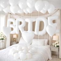 Kit de ballons lettres BRIDE blancs de 40 pouces, ballons en aluminium cœur de 18 pouces et ballons en latex de 10 pouces pour enterrement de vie de jeune fille, fête prénuptiale, mariage