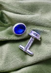 Boutons de manchette tendance et magnifiques en forme ovale, en tanzanite faite à la main, en argent sterling 925, bijoux de luxe pour hommes - Product Image 5