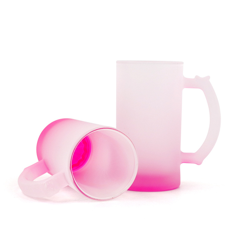 manufactory  11~18oz Sublimation Matte Color Beer Mug Wholesale Heat Transfer Colorful Bottom Sublimation beer  Mug