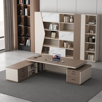 LBZ-171X Bureau de direction avec sous-meuble, style luxe discret, haut de gamme, moderne et épuré, ensemble table et chaise pour directeur général