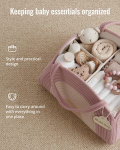 Panier de rangement <span class=keywords><strong>pour</strong></span> couches de bébé en corde de coton, thème arc-en-ciel, <span class=keywords><strong>pour</strong></span> chambre de bébé, sac de transport <span class=keywords><strong>pour</strong></span> voiture, panier fourre-tout en corde tressée <span class=keywords><strong>pour</strong></span> bébé - Product Image 2