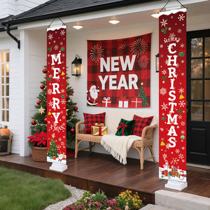 Giáng sinh cửa khớp nối 30*180cm màu đỏ-theo chủ đề bông tuyết nền Polyester/PVC treo trang trí cho trong nhà không khí lễ hội - Product Image 4