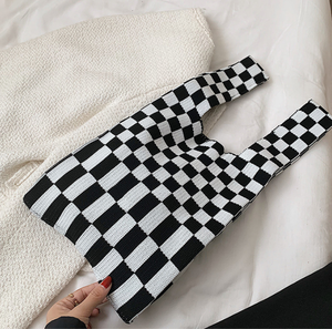 Bolso clásico Hobo de lana tejida a cuadros, diseño personalizado, entramado, Crochet, bolsa de compras - Product Image 5