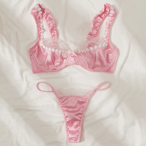 เซ็ตชุดชั้นในเซ็กซี่คุณภาพสูงสำหรับผู้หญิงชุดชั้นในเซ็กซี่ชุดลูกไม้สามจุดแบบบริสุทธิ์ - Product Image 2