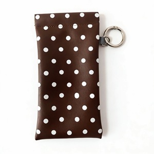 Étui à lunettes portable 9,5x18 cm, imprimé à pois, coque souple, sac de rangement rectangulaire pour lunettes avec porte-clés pour lunettes de soleil et - Product Image 5