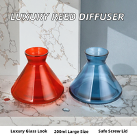 Flacon en verre plat vide pour huiles essentielles, diffuseur d'arômes de luxe noir pour la maison, avec bouchon à vis, 30ml-200ml