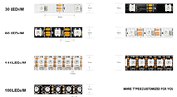 Adressable individuellement tira ws2812b 5m 5050 smd 60led/m 5V 144led/m Smart Programmable Address ws2812b Pixel RGB Led Strip