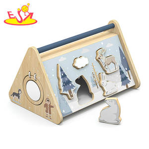 <span class=keywords><strong>Cube</strong></span> d'activité multifonction en bois Montessori-Triangle Abacus, Whack-a-Mole & Jeu de mémoire pour l'apprentissage précoce W12D710 - Product Image 4