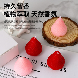 Strawberry Scented <b>Candles</b> Handmade Soybean Wax Home Decoration Gift - Product Image 1