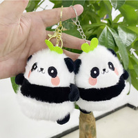 Porte-clés en peluche Panda mignon, personnalisé, doux, petit, forme 3D, cadeau promotionnel, vente en gros, poupée pour machine à griffes