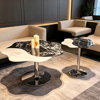 Ensemble de tables basses Centurymosaic en marbre noir et blanc, table basse irrégulière en pierre naturelle, table d'appoint pour salon
