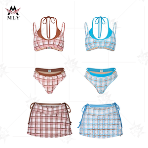 Nouveau Design Micro Bikini String pour Femme Ensemble 3 Pièces Color Block Vente en Gros en Spandex/Nylon - Product Image 3