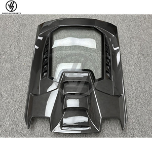 Performante Dry Carbon Fiber Glossy Twill Weave Rear <b>Engine</b> <b>Hood</b> Bonnet Glass Body Kit Accurate 1:1 Fitment New Black - Product Image 3