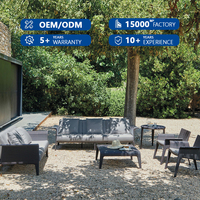 Ensemble de mobilier d'extérieur de luxe en rotin PE élégant et minimaliste, canapé d'angle profond pour patio, canapés de jardin, canapé d'extérieur