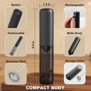 Mousseur à lait rechargeable avec couvercle Mélangeur de boissons facile à transporter Mousseur électrique portable pour café Latte Cappuccino Chocolat - Product Image 4