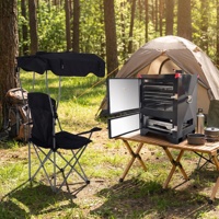 Chaise de camping pliable portable, chaise de jardin d'extérieur avec poche de rangement, porte-gobelet, siège en tissu, structure en acier